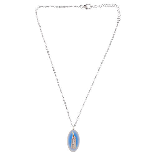 Collar gargantilla medalla Virgen de Fátima Amen de latón rodinado 3