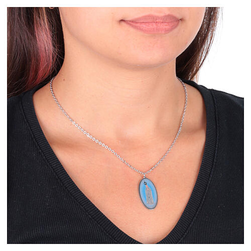 Collier ras du cou médaille Notre-Dame de Fatima Amen en laiton rhodié 2