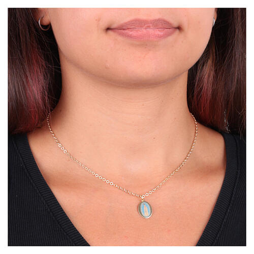 Gold-plated brass necklace Amen with Our Lady of Fatima medal 2
