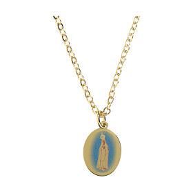 Collier en laiton doré Amen pendentif Notre-Dame de Fatima