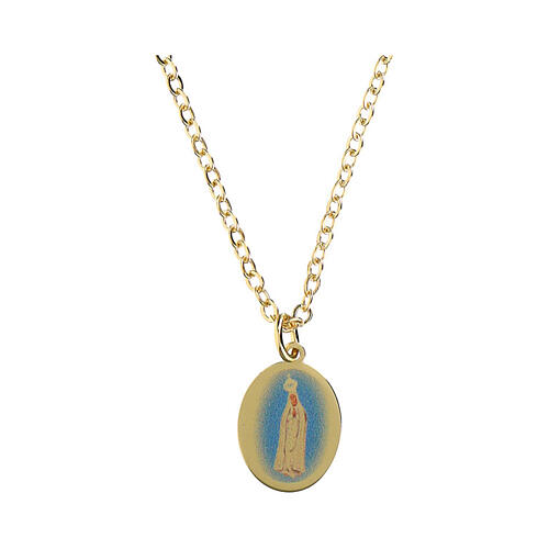 Collier en laiton doré Amen pendentif Notre-Dame de Fatima 1