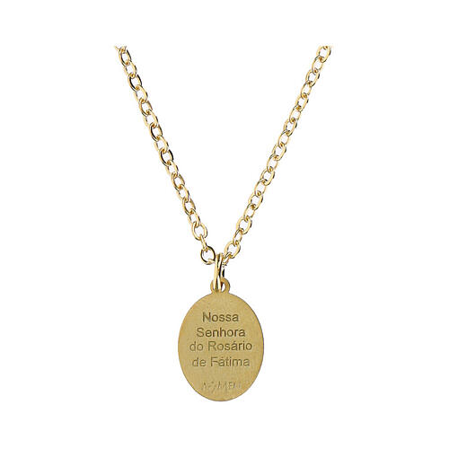 Collier en laiton doré Amen pendentif Notre-Dame de Fatima 3