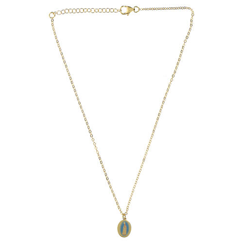 Golden Brass Necklace with Madonna of Fatima Pendant, Amen 4