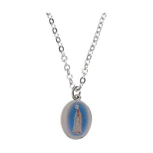 Collar Amen colgante Virgen de Fátima de latón rodiado 1