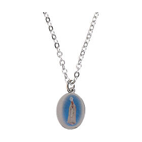Collier Amen breloque Notre-Dame de Fatima en laiton rhodié
