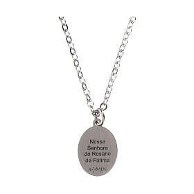 Collier Amen breloque Notre-Dame de Fatima en laiton rhodié
