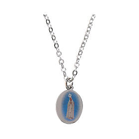 Amen Necklace Lady of Fatima in Rhodium-Plated Brass