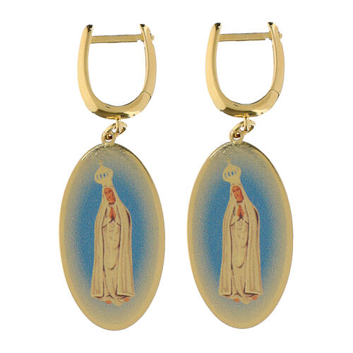Pendientes medalla colgante Amen de latón dorado Virgen de Fátima 1