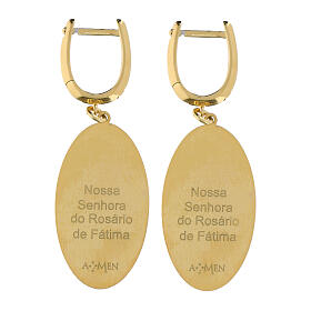 Boucles d'oreilles médaille pendentif Amen en laiton doré Notre-Dame de Fatima