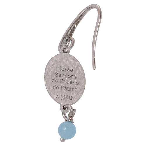 Ohrhänger mit himmelblauer Angelit-Perle und Medaille, Gottesmutter von Fatima, Amen, Messing rhodiniert – 4 cm 3