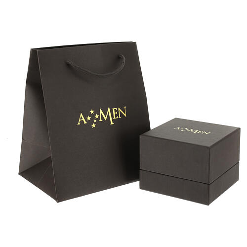 Orecchini in ottone rodiato Madonna di Fatima pendenti con gemma angelite celeste 4