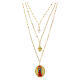 Collar Amen múltiples capas latón dorado zircones blancos medalla Nuestra Señora de Guadalupe s1