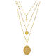 Collar Amen múltiples capas latón dorado zircones blancos medalla Nuestra Señora de Guadalupe s2