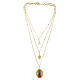Collar Amen múltiples capas latón dorado zircones blancos medalla Nuestra Señora de Guadalupe s3