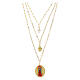 Collana Amen multi strati ottone dorato zirconi bianchi medaglia Nostra Signora Guadalupe s1