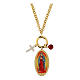 Collana Amen charms Nostra Signora di Guadalupe ottone dorato diaspro rosso zirconi bianchi s1