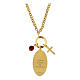 Collana Amen charms Nostra Signora di Guadalupe ottone dorato diaspro rosso zirconi bianchi s2