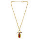 Collana Amen charms Nostra Signora di Guadalupe ottone dorato diaspro rosso zirconi bianchi s3
