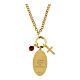 Collana Amen charms Nostra Signora di Guadalupe ottone dorato diaspro rosso zirconi bianchi s3