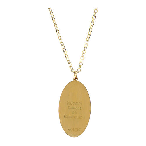 Collana semplice in ottone dorato medaglia Nostra Signora di Guadalupe Amen 2