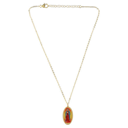 Collana semplice in ottone dorato medaglia Nostra Signora di Guadalupe Amen 3
