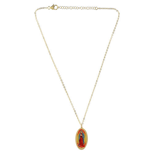 Collana semplice in ottone dorato medaglia Nostra Signora di Guadalupe Amen 4