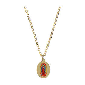 Colar medalha Nossa Senhora de Guadalupe em latão dourado Amen