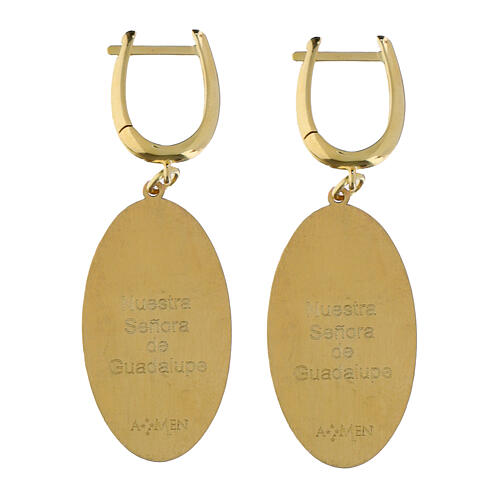 Pendientes colgantes Nuestra Señora de Guadalupe amen de latón dorado 2