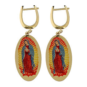 Orecchini pendenti  Nostra Signora di Guadalupe amen in ottone dorato