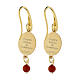 Pendientes colgantes Nuestra Señora de Guadalupe amen de latón dorado grano jaspe rojo s2
