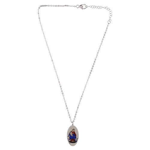 Halskette von AMEN „Gottesmutter von Pompeji“ mit ovaler Medaille aus rhodiniertem Messing 4