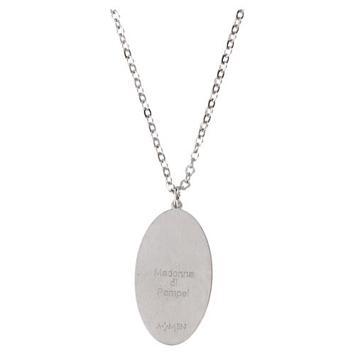 Collier en laiton rhodié Amen Notre-Dame de Pompéi médaille ovale 3