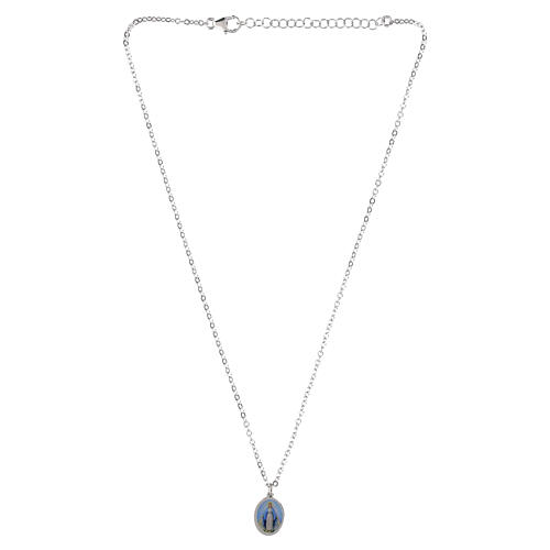 Amen necklace in rhodium-plated brass with Our Lady of Graces enamelled medal 4