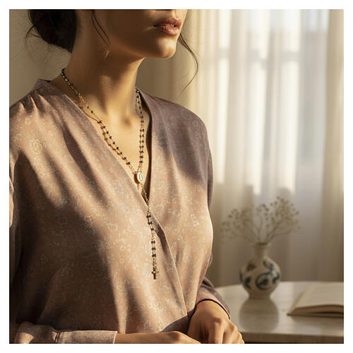 Chapelet grains hématite 4 mm Médaille Miraculeuse argent 925 doré Benedictus 2