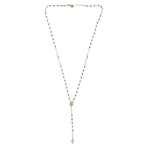 Chapelet grains hématite 4 mm Médaille Miraculeuse argent 925 doré Benedictus 4