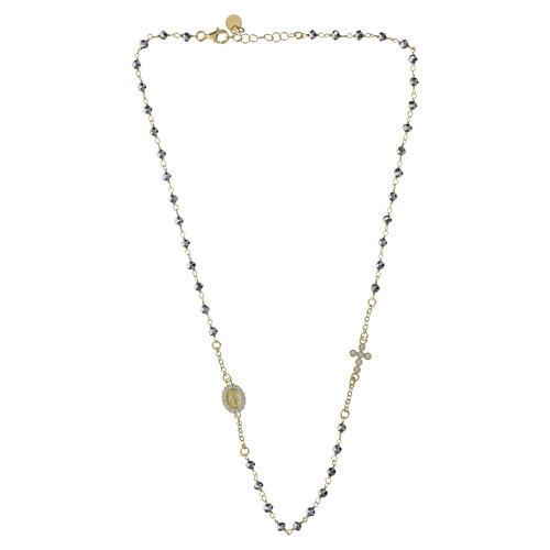 Girocollo grani ematite medaglia Miracolosa argento dorato Benedictus 4