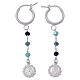 Boucles d'oreilles Vierge à l'Enfant perles bleues Benedictus argent 925 rhodié s1