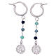 Virgin Mary and Child Earrings with Light Blue Beads Benedictus 925 Sterling Silver Rhodium-Plated s2