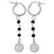 Boucles d'oreilles perles noires Vierge à l'Enfant argent 925 rhodié Benedictus s1