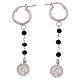 Boucles d'oreilles perles noires Vierge à l'Enfant argent 925 rhodié Benedictus s3
