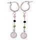Boucles d'oreilles argent 925 rhodié Vierge à l'Enfant perles multicolores Benedictus s1