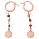 Benedictus Our Lady drop earrings with orange and brown beads, rosé 925 silver s1