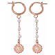 Boucles d'oreilles pendantes pierres blanches Vierge à l'Enfant argent 925 rosé Benedictus s1