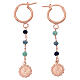 Benedictus pendant earrings with light blue beads and Madonna with Child charm, rosé 925 sterling silver s1