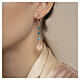 Benedictus pendant earrings with light blue beads and Madonna with Child charm, rosé 925 sterling silver s2