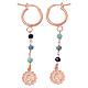 Virgin pendant earrings with celestial beads in 925 rose silver, Benedictus s3