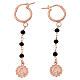 Pendientes colgantes rosados piedras negras Virgen con el Niño Benedictus plata 925 s3