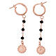 Boucles d'oreilles pendantes rosé pierres noires Vierge à l'Enfant Benedictus argent 925 s1