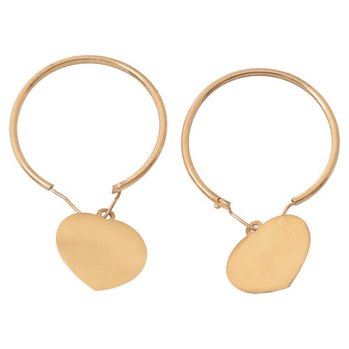 Ave Maria Golden Hoop Heart Earrings, Benedictus 925 Silver 3
