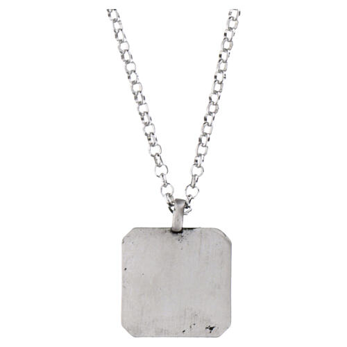 Benedictus necklace with square Saint Benedict medal, burnished 925 silver 4